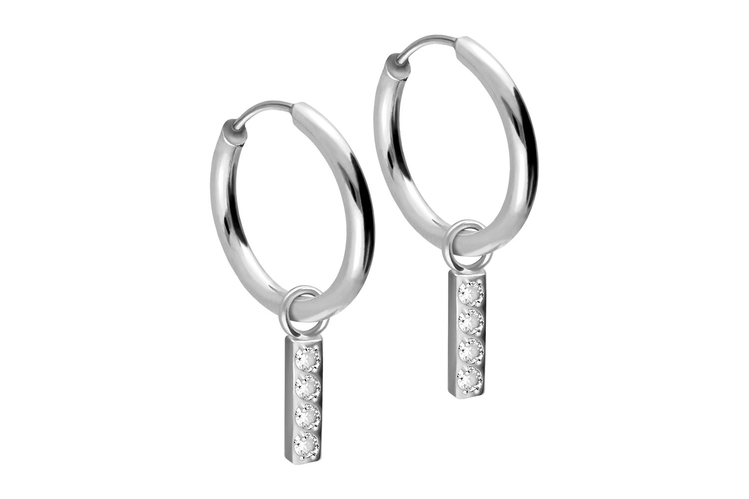 Chirurgenstahl Ohrclicker Creolen KRISTALLBALKEN von Piercingline